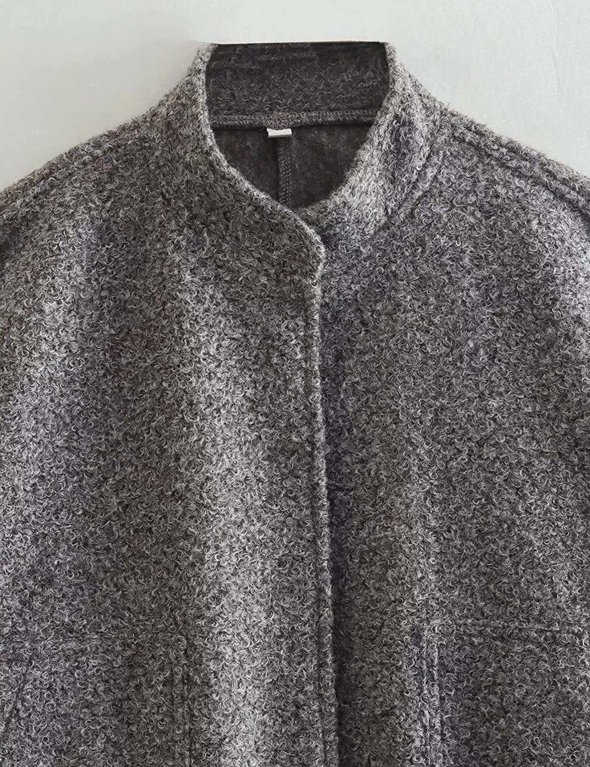 Women Oversized Long Sleeve Shacket Jackets Wool Blend Coat Button Down Outerwear Bomber Jackets