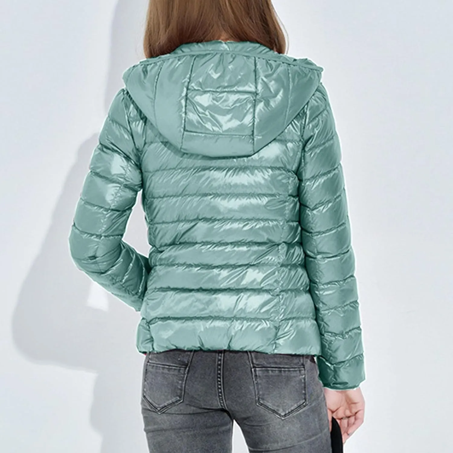 Women Quilted Lightweight Jackets Hooded Warm Winter Coats Packable Puffer Jackets Casual Short Down Coats Outerwear