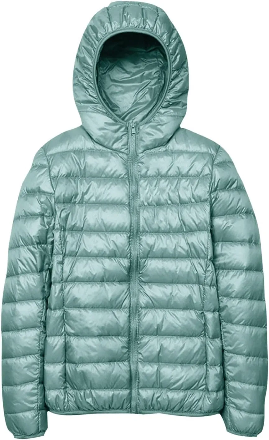 Women Quilted Lightweight Jackets Hooded Warm Winter Coats Packable Puffer Jackets Casual Short Down Coats Outerwear