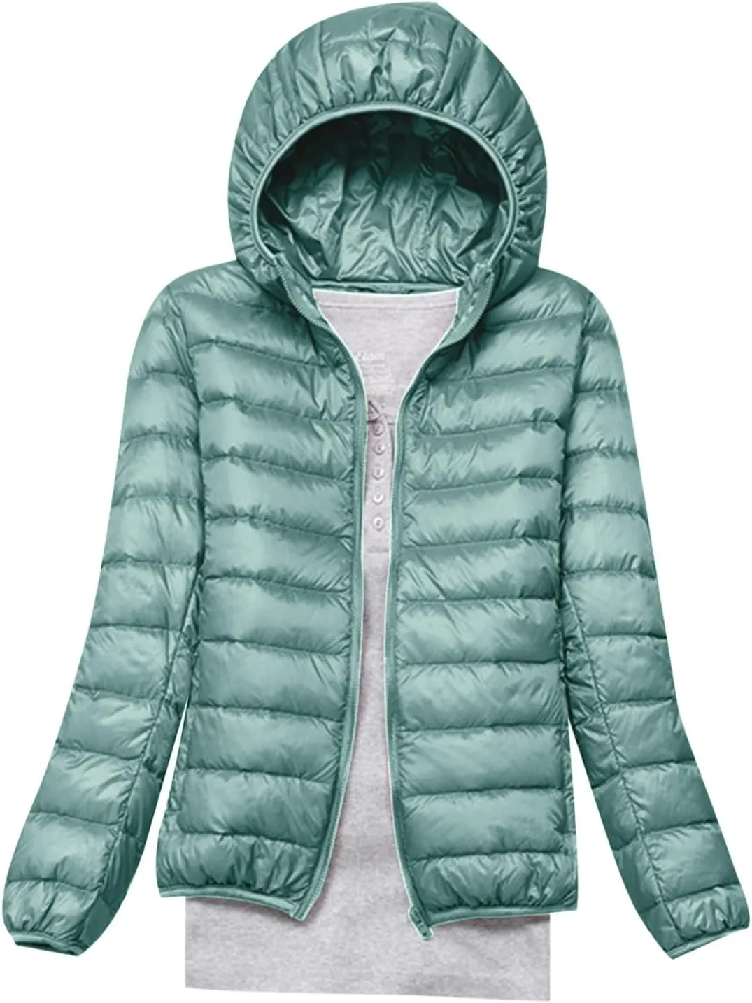 Women Quilted Lightweight Jackets Hooded Warm Winter Coats Packable Puffer Jackets Casual Short Down Coats Outerwear