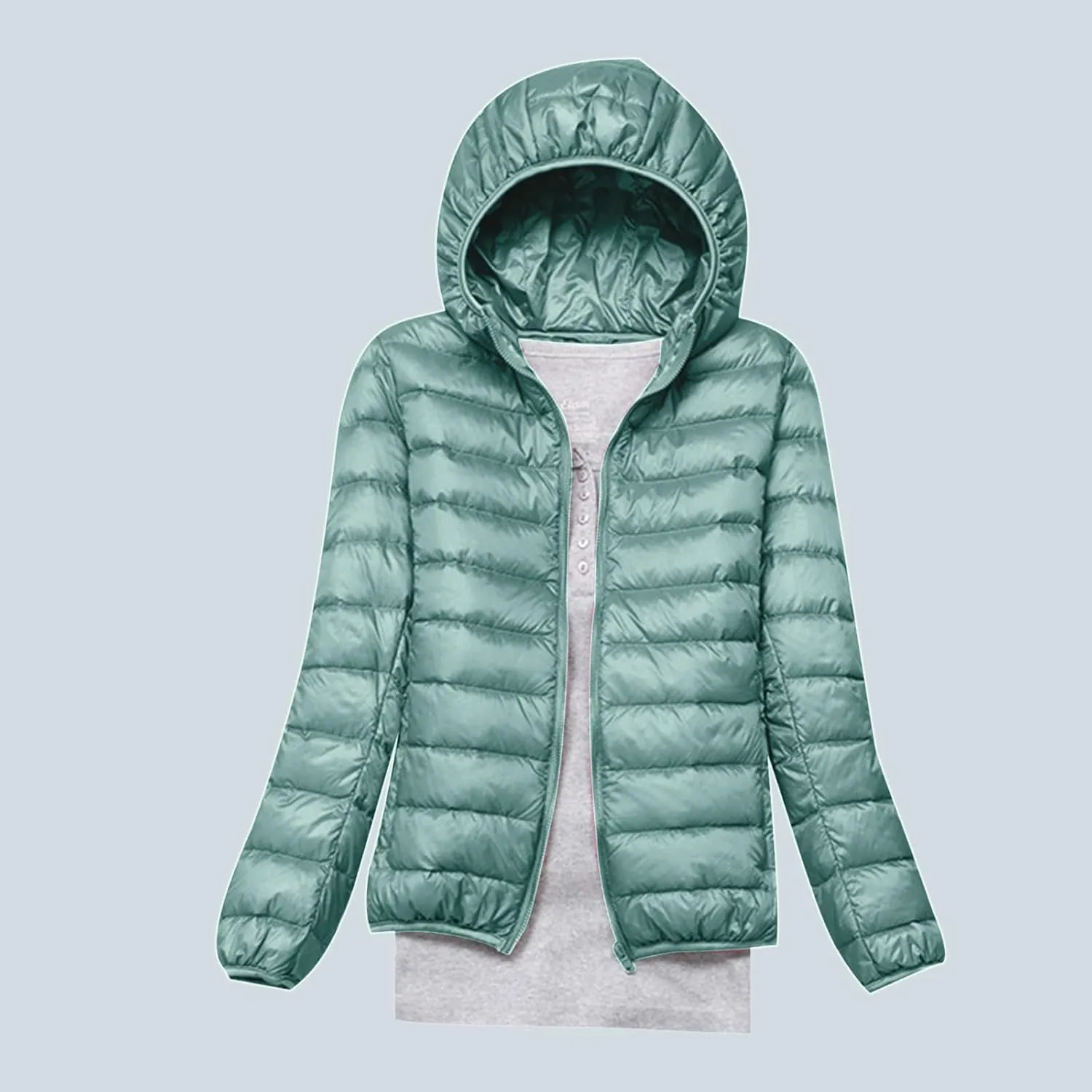 Women Quilted Lightweight Jackets Hooded Warm Winter Coats Packable Puffer Jackets Casual Short Down Coats Outerwear