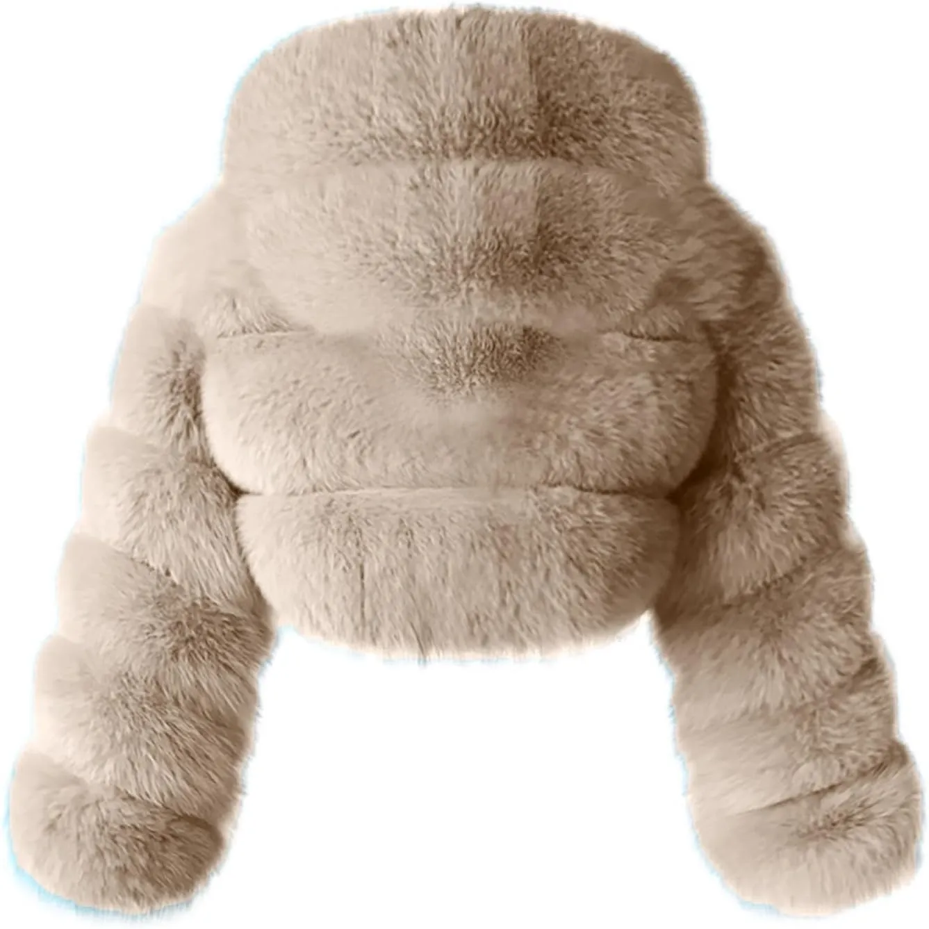 Women Short Faux Fur Coats Hooded Warm Furry Splicing Jacket Elegant Outerwear Fluffy Crop Winter Coat