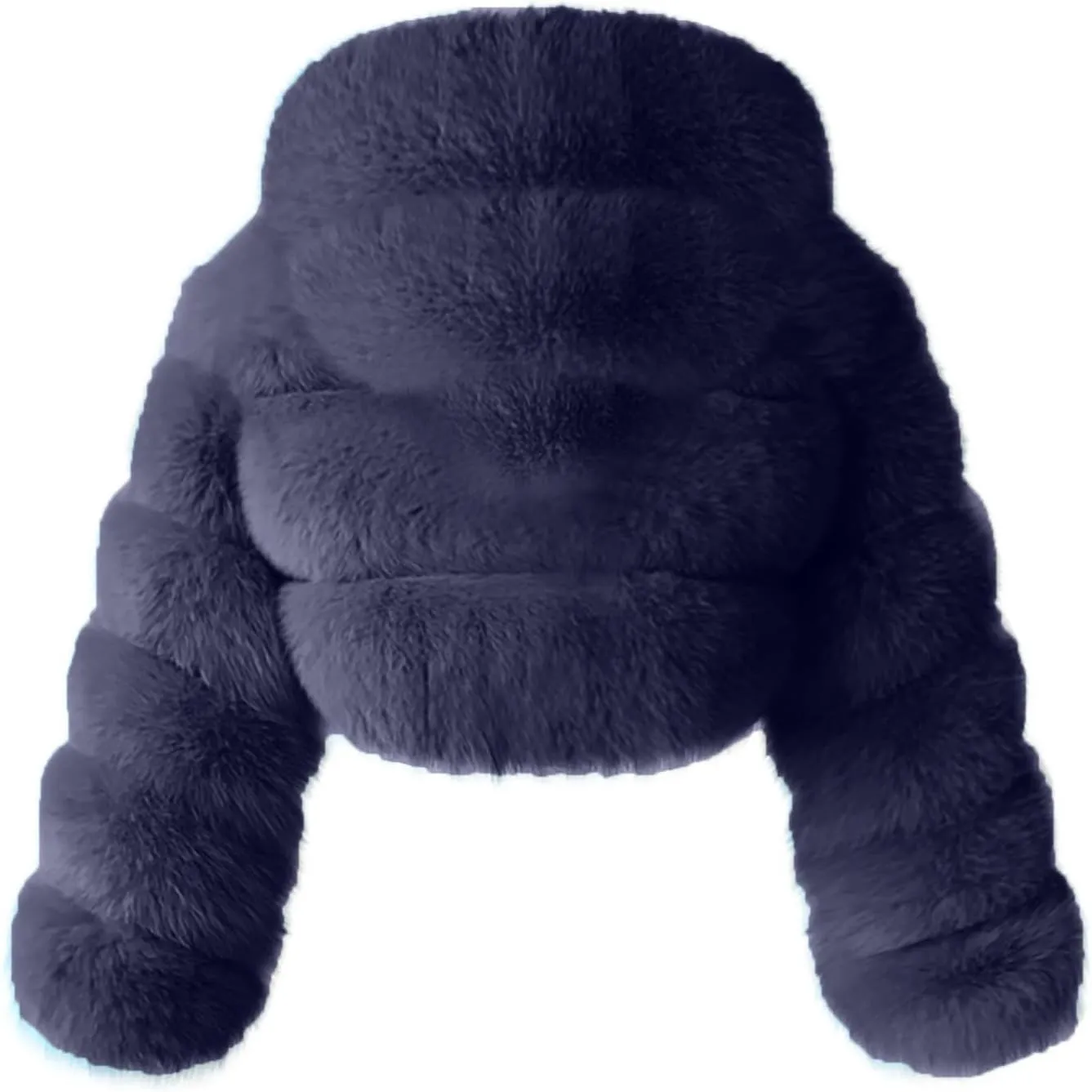 Women Short Faux Fur Coats Hooded Warm Furry Splicing Jacket Elegant Outerwear Fluffy Crop Winter Coat