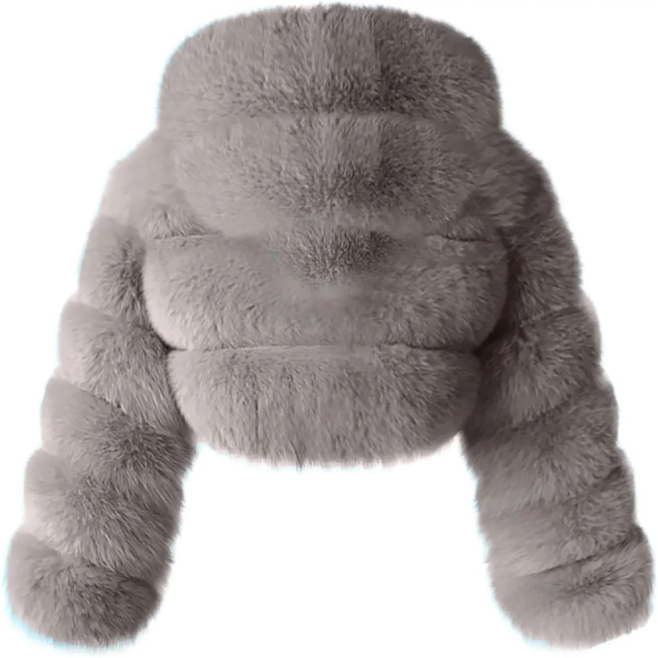 Women Short Faux Fur Coats Hooded Warm Furry Splicing Jacket Elegant Outerwear Fluffy Crop Winter Coat
