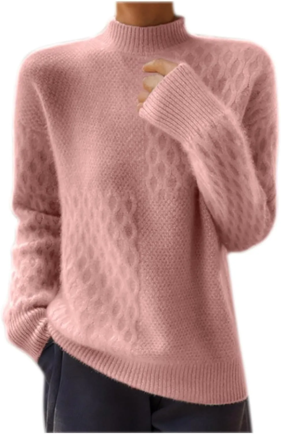 Women Turtleneck Warm Sweater Long Sleeve Comfortable Sweaters Casual Trendy Chunky Sweaters