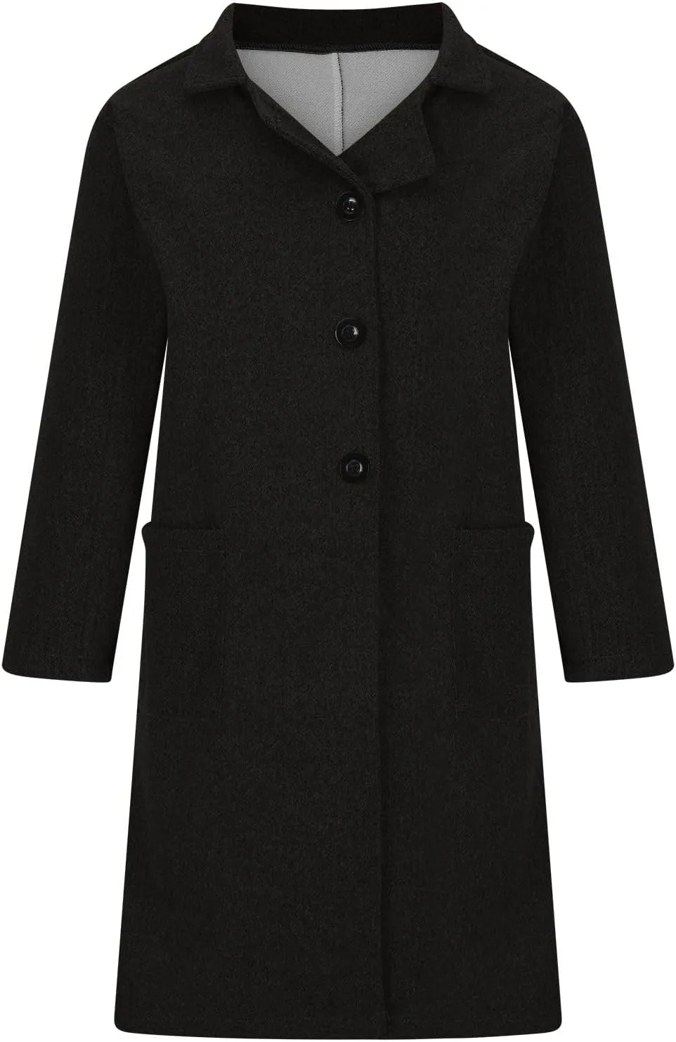 Women Wool Blend Jackets Winter Pea Coat Lapel Single Breasted Outerwear Jacket Long Trench Coat Open Front Cardigan