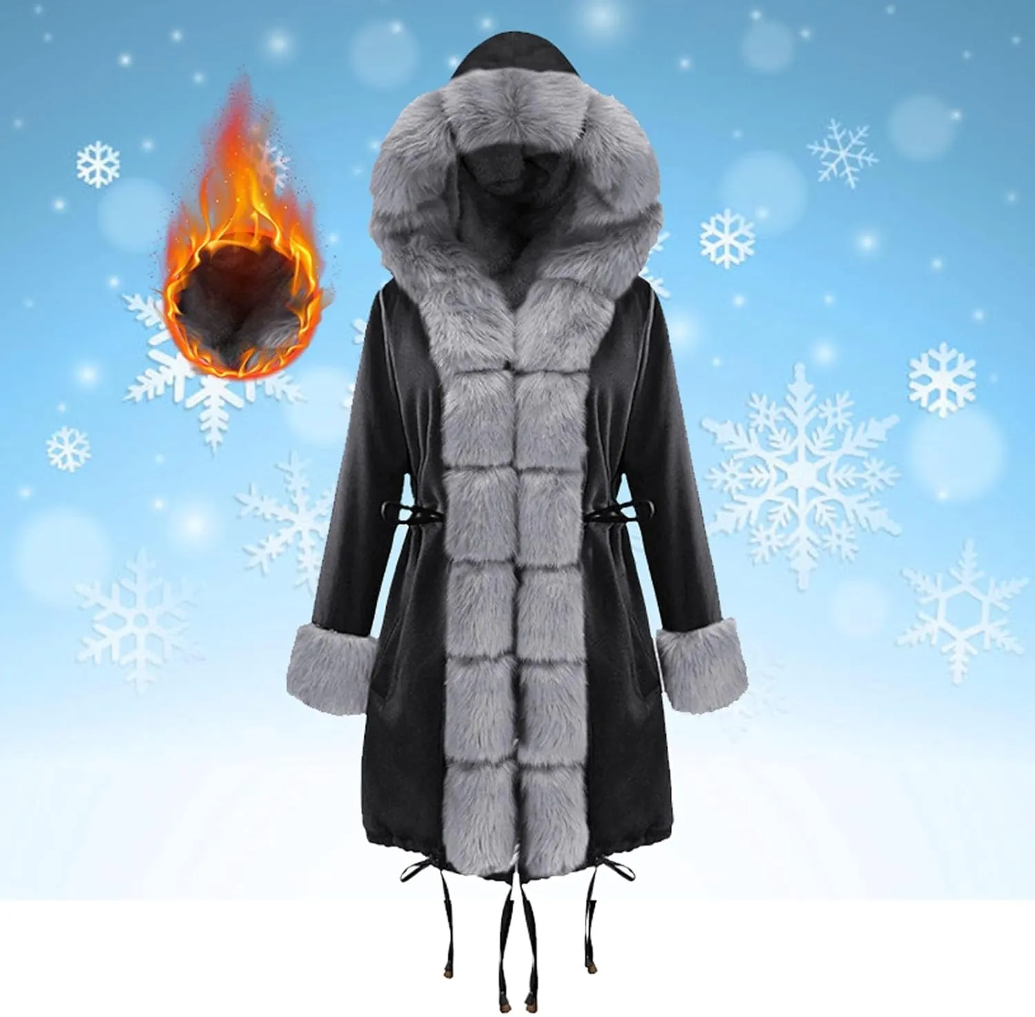 Women's 2024 Winter Fuzzy Fleece Coats Open Front Faux Fur Long Jackets Lapel Long Sleeve Sherpa Outerwear Coat