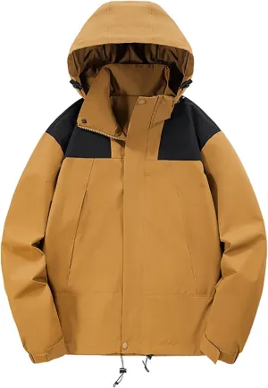 Women's Athletic Jackets Raincoat Patchwork Hooded Waterproof Soft Shell Jackets Womens Windproof Hiking Raincoat