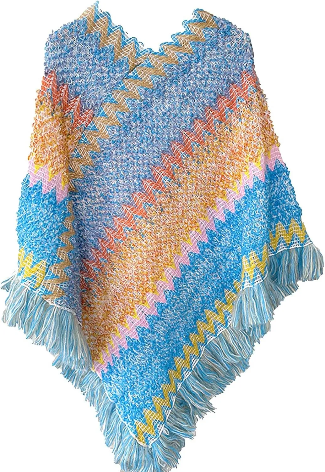 Womens Blanket Open Front Poncho Sweater Scarf Wrap Knitted Elegant Shawls Cape Warm Long Cardigan Coat for Fall Winter