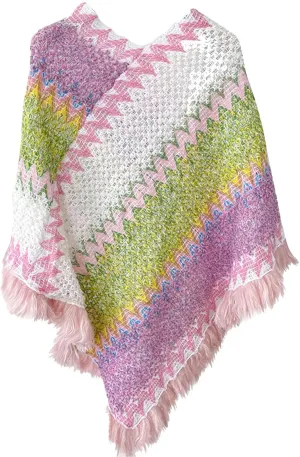 Womens Blanket Open Front Poncho Sweater Scarf Wrap Knitted Elegant Shawls Cape Warm Long Cardigan Coat for Fall Winter