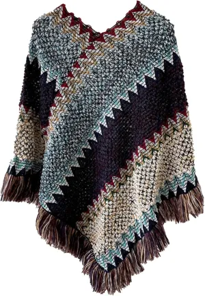 Womens Blanket Open Front Poncho Sweater Scarf Wrap Knitted Elegant Shawls Cape Warm Long Cardigan Coat for Fall Winter