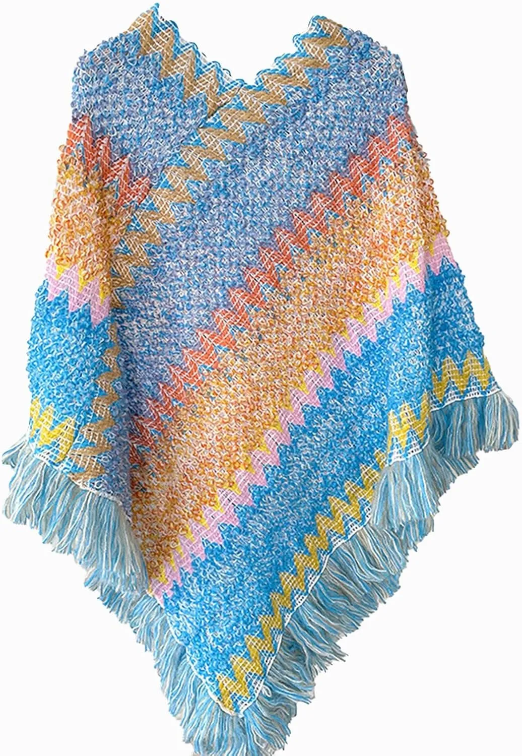 Womens Blanket Open Front Poncho Sweater Scarf Wrap Knitted Elegant Shawls Cape Warm Long Cardigan Coat for Fall Winter