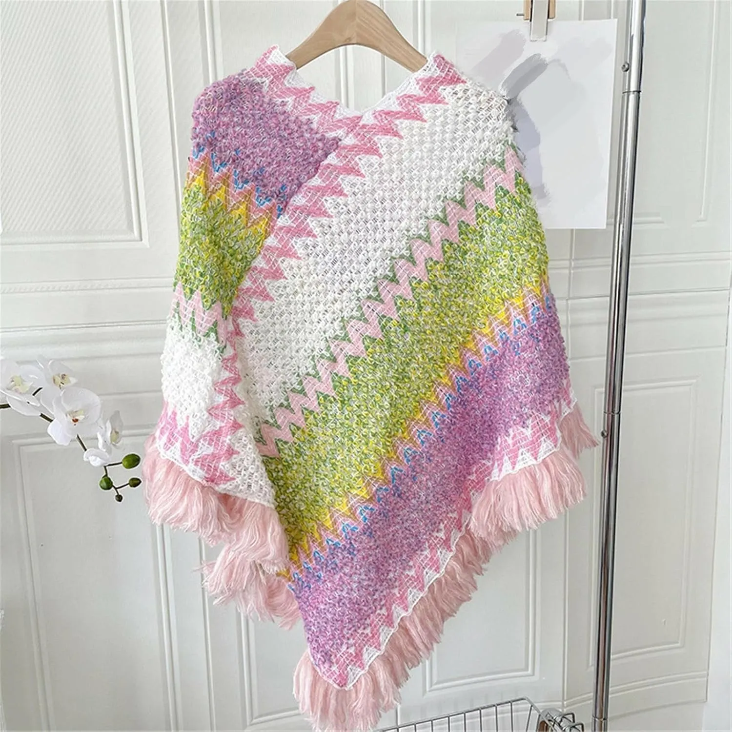 Womens Blanket Open Front Poncho Sweater Scarf Wrap Knitted Elegant Shawls Cape Warm Long Cardigan Coat for Fall Winter