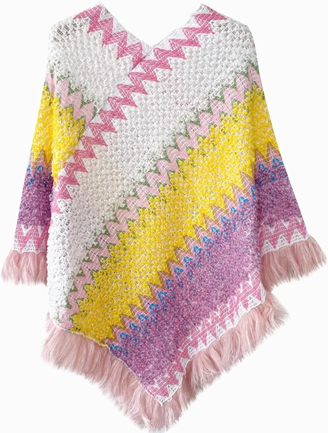 Womens Blanket Open Front Poncho Sweater Scarf Wrap Knitted Elegant Shawls Cape Warm Long Cardigan Coat for Fall Winter