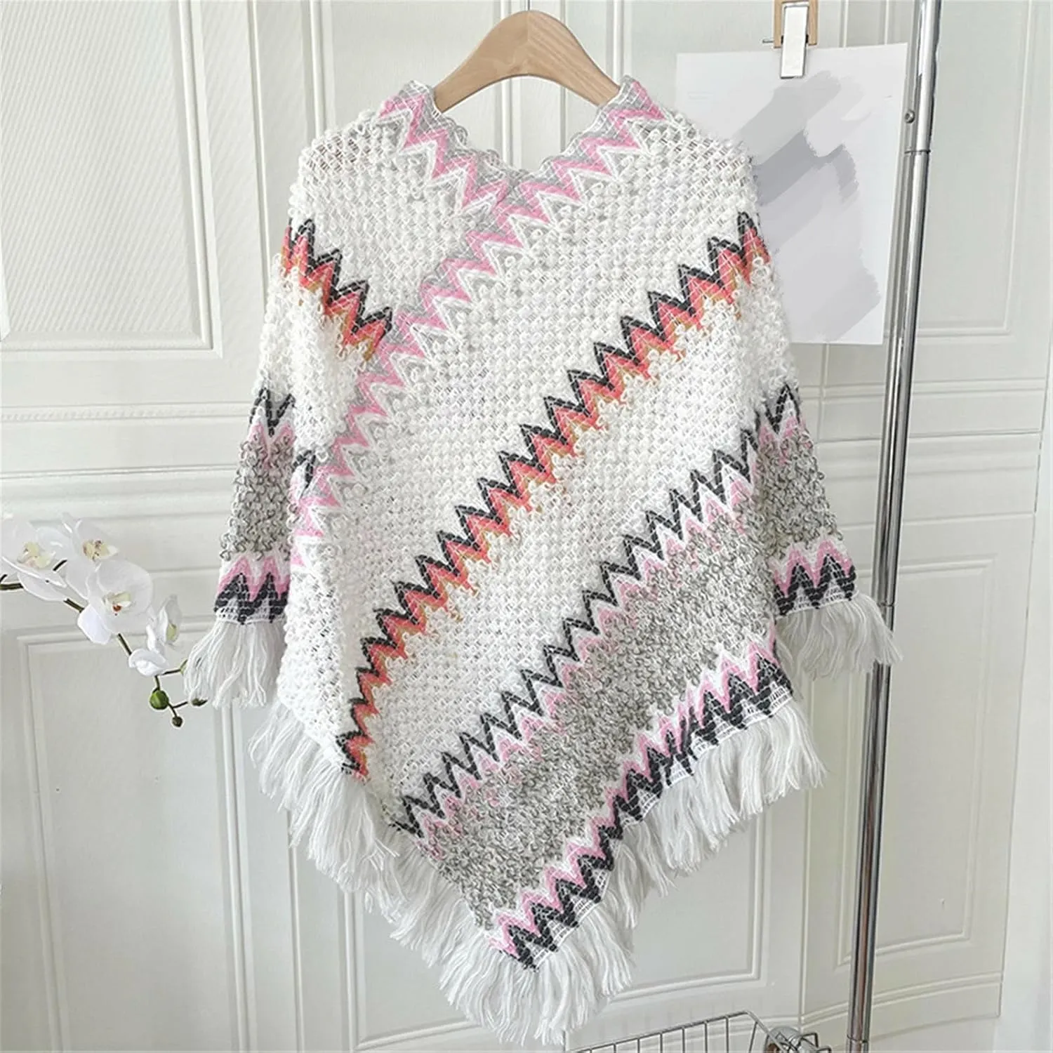 Womens Blanket Open Front Poncho Sweater Scarf Wrap Knitted Elegant Shawls Cape Warm Long Cardigan Coat for Fall Winter