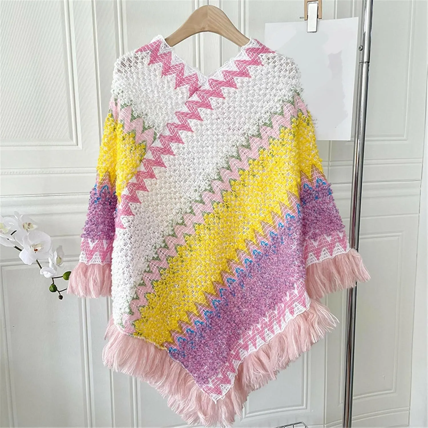 Womens Blanket Open Front Poncho Sweater Scarf Wrap Knitted Elegant Shawls Cape Warm Long Cardigan Coat for Fall Winter
