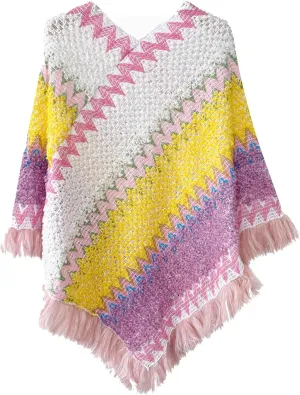 Womens Blanket Open Front Poncho Sweater Scarf Wrap Knitted Elegant Shawls Cape Warm Long Cardigan Coat for Fall Winter