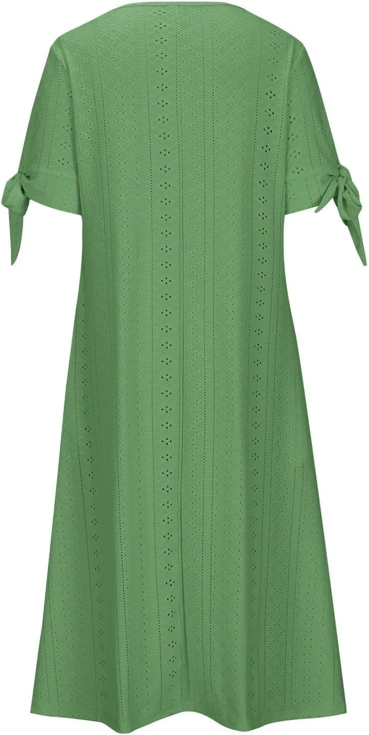 Womens Bohemian Maxi Long Dress V Neck Beach Vacation Dresses Flowy Fashion Casual Travel Outfits with Pockets