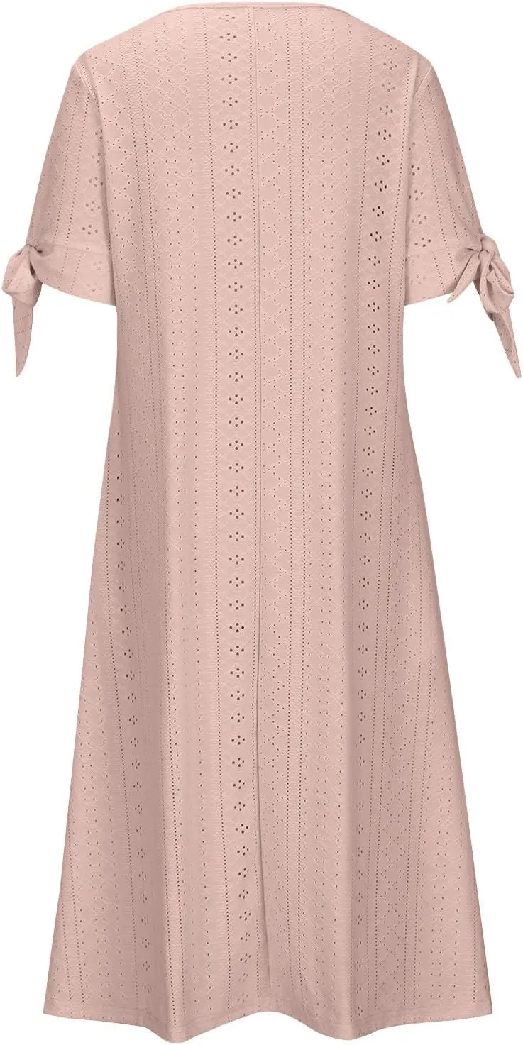 Womens Bohemian Maxi Long Dress V Neck Beach Vacation Dresses Flowy Fashion Casual Travel Outfits with Pockets