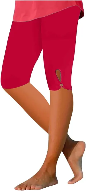 Womens Capris for Summer Tummy Control Cropped High Waist Yoga Bottoms Stretchy Leggings Workout Compression Pants