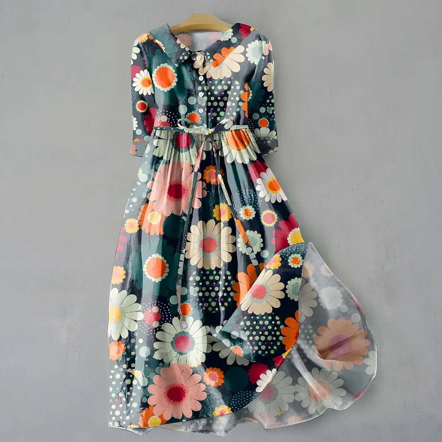 Women's Cotton Linen Casual Dresses 2024 Boho Flowy Dress Flowy Summer Midi Dresses Dressy Ladies Trendy Clothing