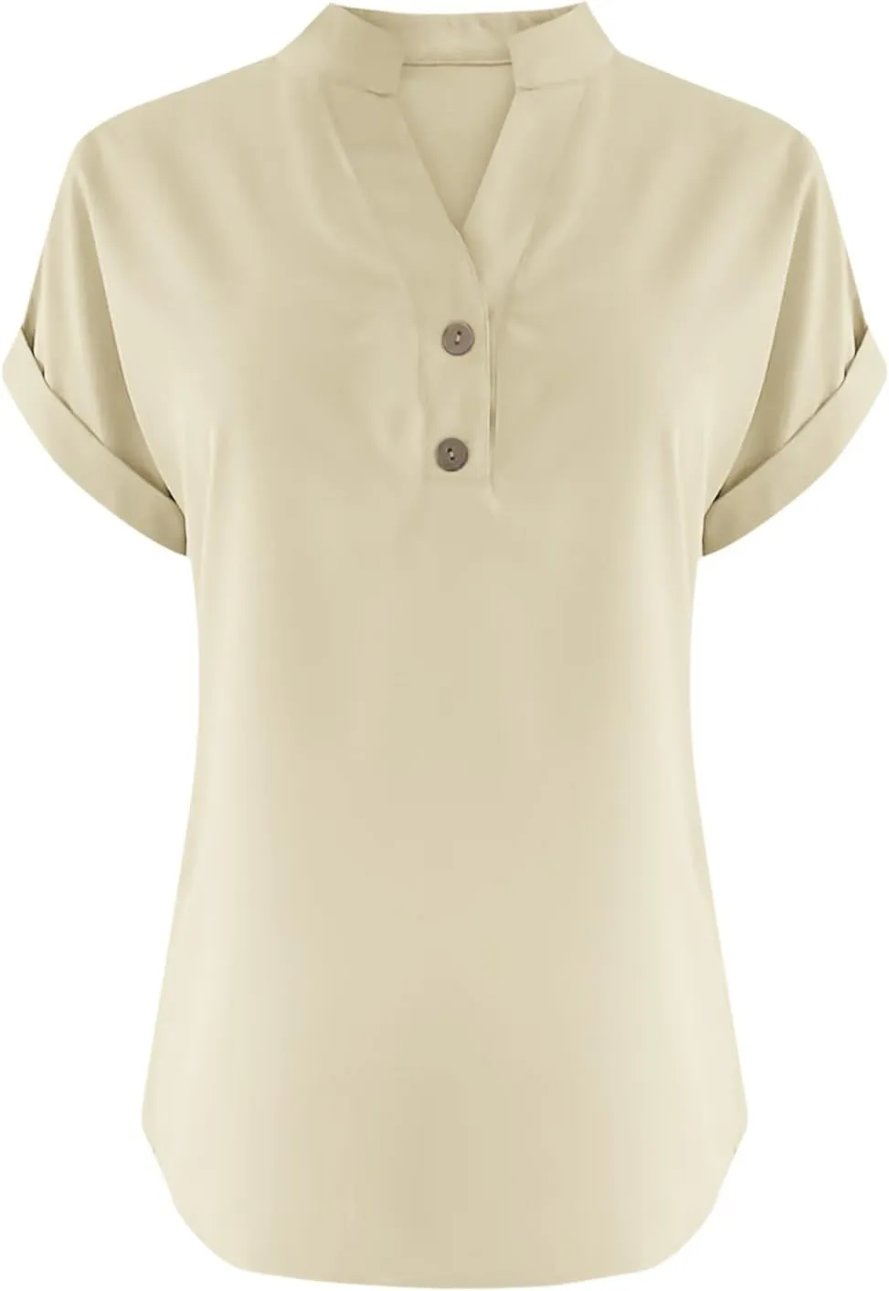 Womens Cotton Linen Shirts Summer Casual Loose Fit Comfy Business Blouses V Neck Button Down Short Sleeve Tops