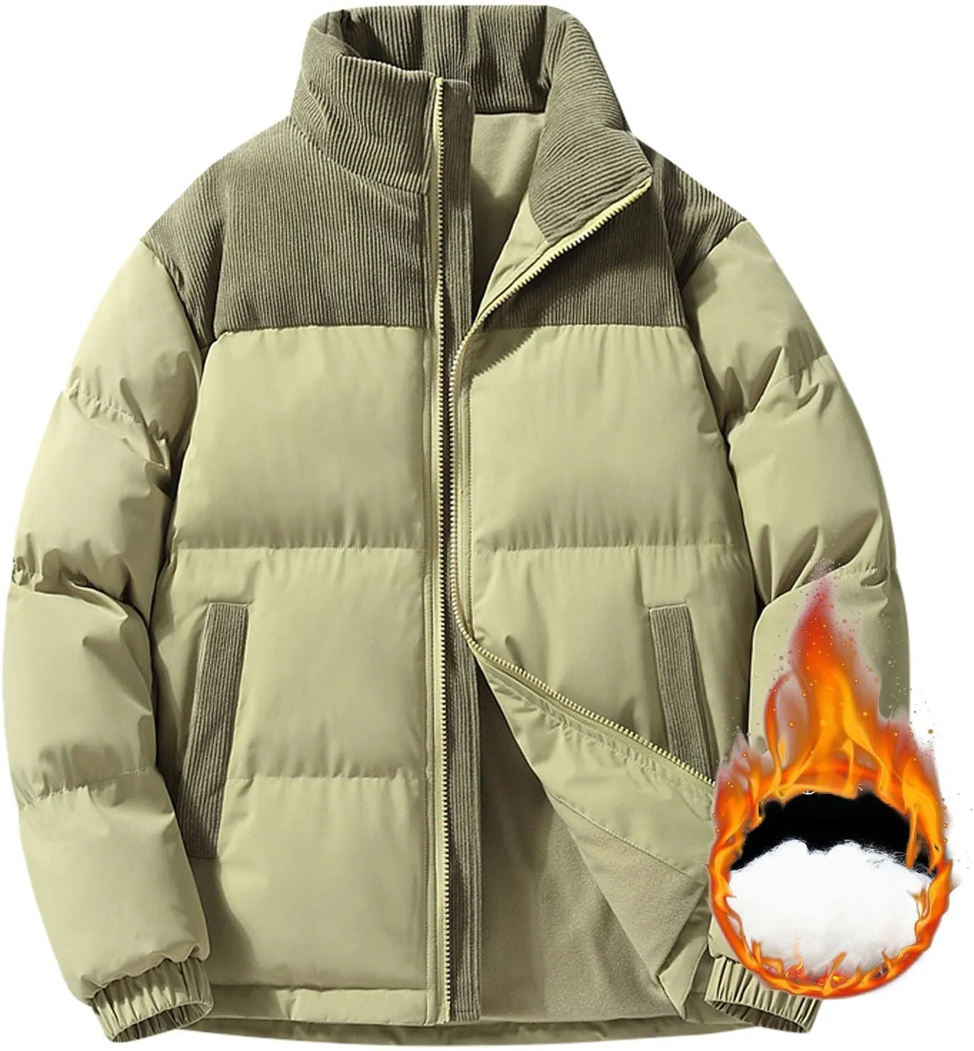 Women's Crop Puffer Jacket Zip Up Trendy Quilted Short Winter Coat Thickened Down Jackets Parkas Outwear with Pockets