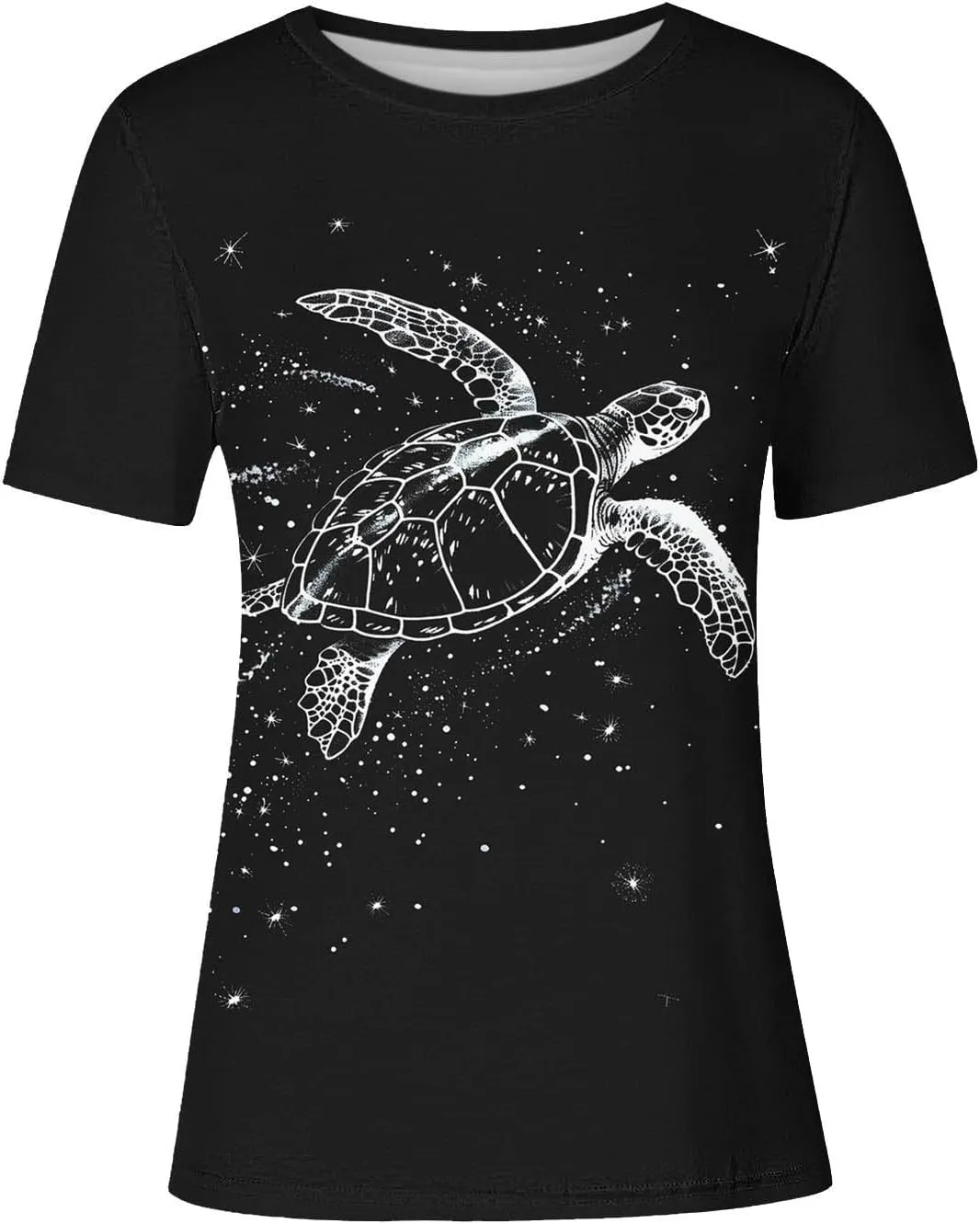Women's Cute Turtle Print Summer T Shirts Short Sleeve Basic Casual Crewneck Tops Loose Fit Blouse Workout Clothes