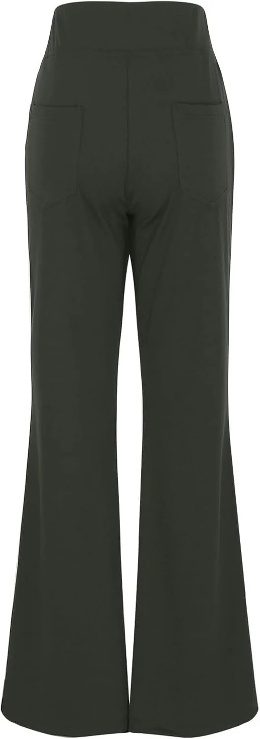 Womens Dress Pants Stretchy High Waisted Bell-Bottoms Slacks Office Business Casual Bootcut Trousers with Pockets