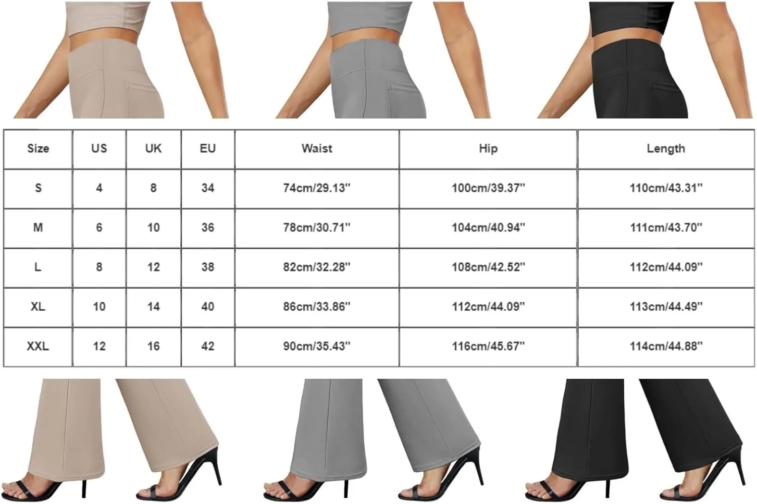 Womens Dress Pants Stretchy High Waisted Bell-Bottoms Slacks Office Business Casual Bootcut Trousers with Pockets