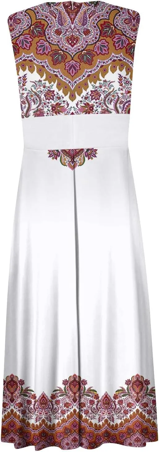 Womens Dresses Deep V Neck Sleeveless Sundresses for Women 2024 Casual Dresses for Women Tea Party Dresses for Woman