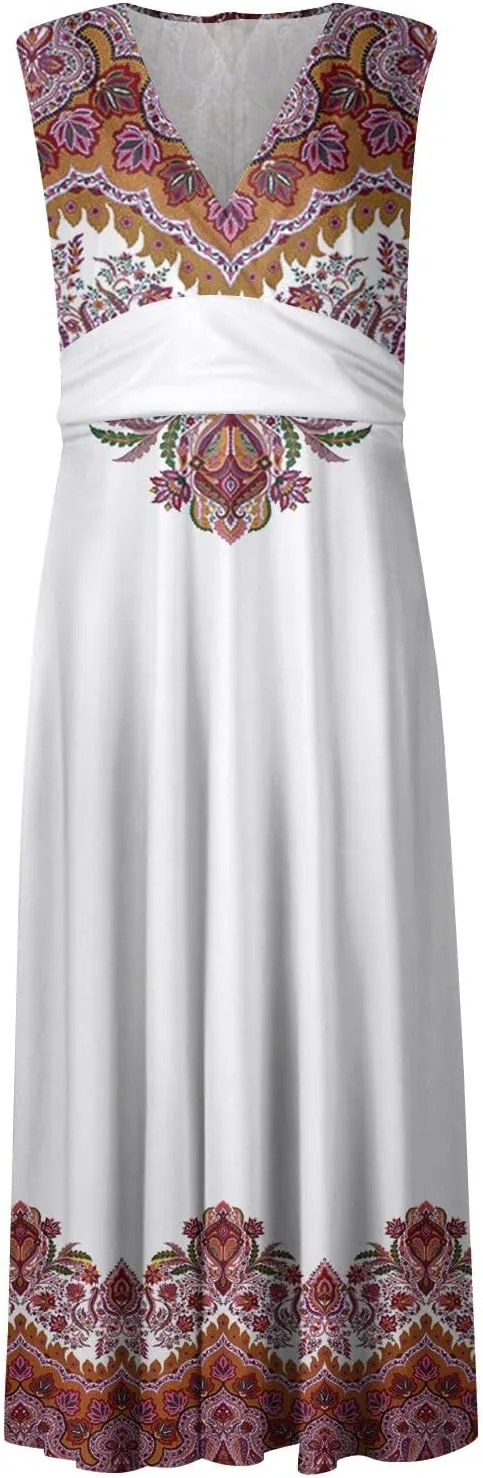 Womens Dresses Deep V Neck Sleeveless Sundresses for Women 2024 Casual Dresses for Women Tea Party Dresses for Woman