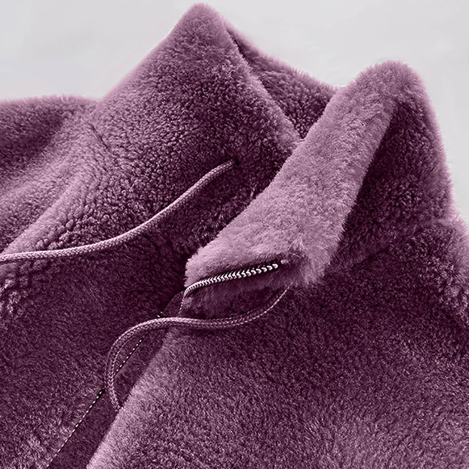 Women's Fashion Plush Coats Winter Warm Cardigan Coat Standing Collar Zip Up Fleece Tops Sweater Jacket