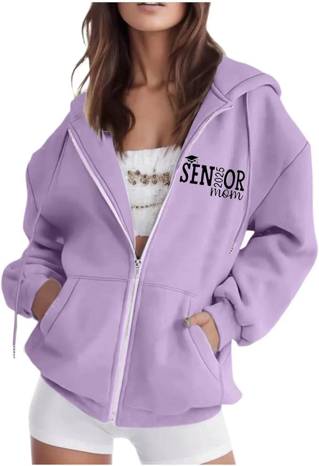 Womens Fleece Oversized Sweatshirt Oversized Crewneck Drawstring Hoodie Preppy Trendy Jackets Cropped Comfy Jackets