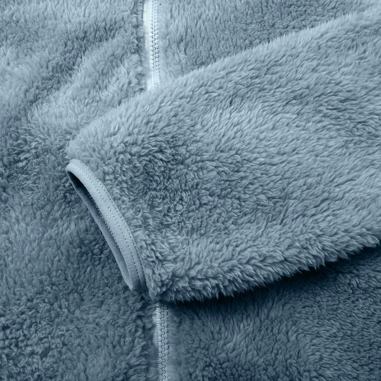 Womens Full Zip Sherpa Fleece Jacket Solid Color Fuzzy Teddy Coat Lightweight Warm Winter Casual Outfits with Pockets