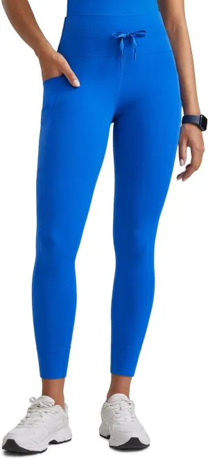 Womens High Waisted Scrub Leggings 25" - 5 Pockets Drawstring Yoga Scrub Pants Medical Bottoms Stretch Soft