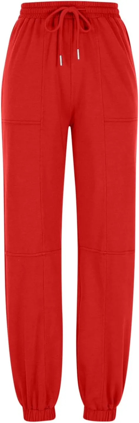 Womens High Waisted Sweatpants Workout Active Joggers Pants Fleece Lined Pants Baggy Lounge Bottoms with Pockets