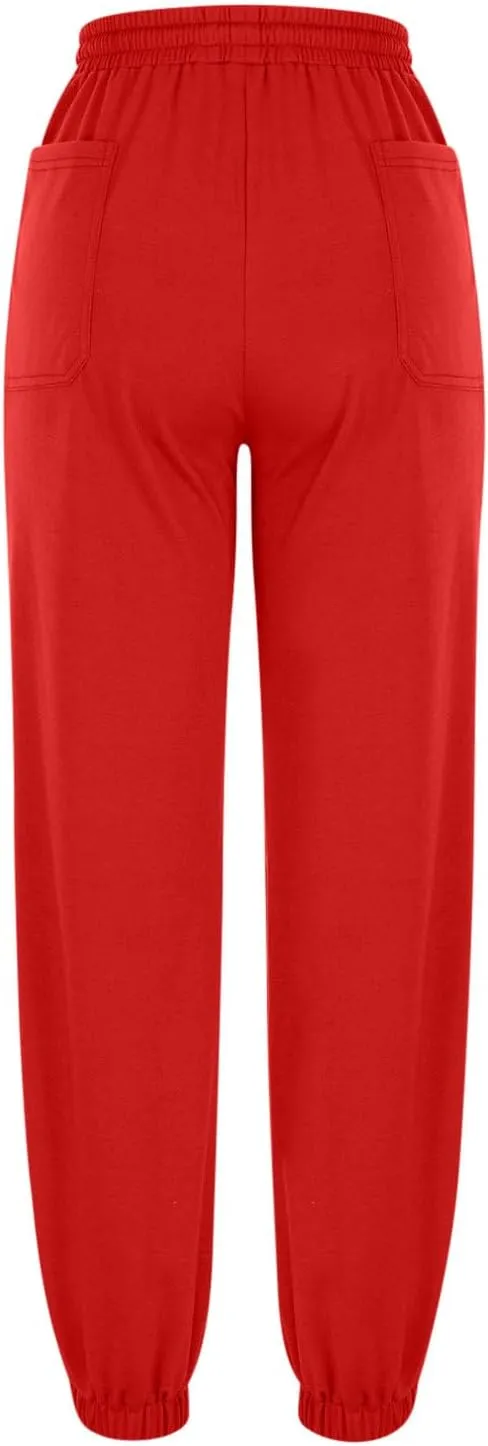 Womens High Waisted Sweatpants Workout Active Joggers Pants Fleece Lined Pants Baggy Lounge Bottoms with Pockets