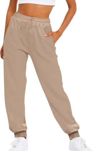 Women's High Waisted Sweatpants Workout Active Joggers Pants Lounge Bottoms Drawstring Elastic Waist Athletic Pant