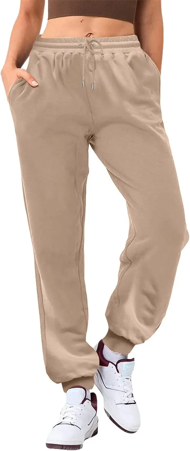 Women's High Waisted Sweatpants Workout Active Joggers Pants Lounge Bottoms Drawstring Elastic Waist Athletic Pant