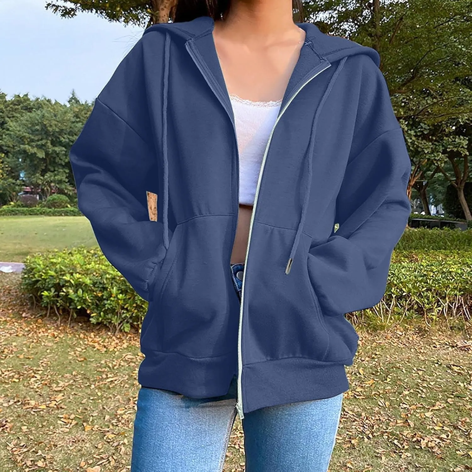 Womens Jackets Womens Zip Up Hoodies Cropped Sweatshirts Fleece Jackets Fall Outfits Casual Hooded Tops Winter