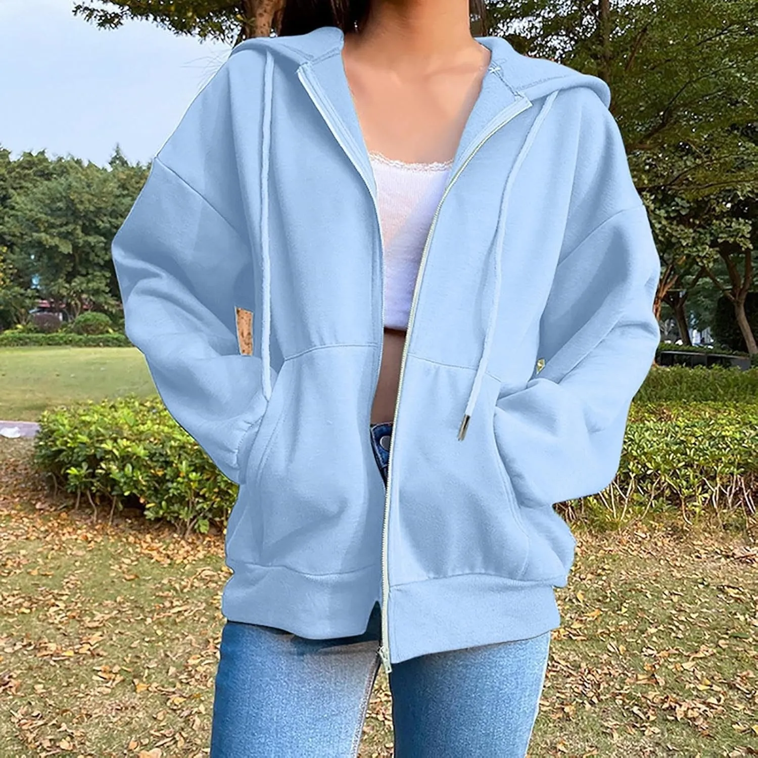 Womens Jackets Womens Zip Up Hoodies Cropped Sweatshirts Fleece Jackets Fall Outfits Casual Hooded Tops Winter