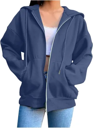 Womens Jackets Womens Zip Up Hoodies Cropped Sweatshirts Fleece Jackets Fall Outfits Casual Hooded Tops Winter