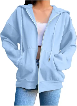 Womens Jackets Womens Zip Up Hoodies Cropped Sweatshirts Fleece Jackets Fall Outfits Casual Hooded Tops Winter