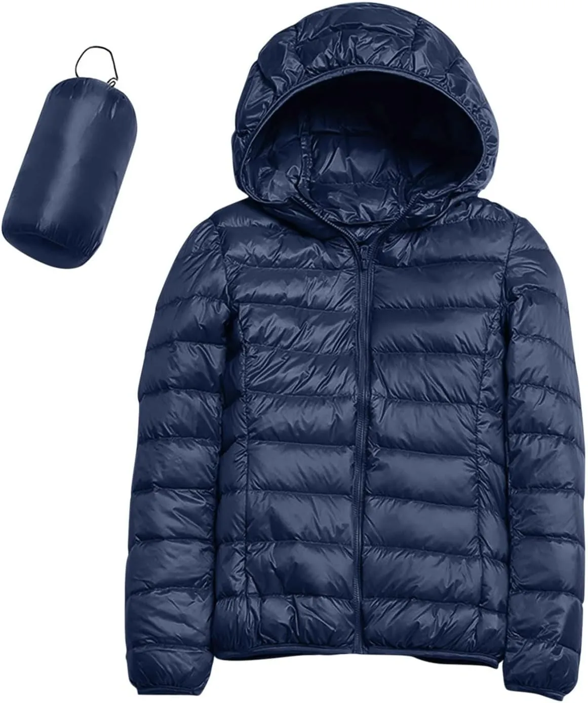 Womens Lightweight Down Jacket Duck Winter Puffer Coats Zipper Hooded Packable Waterproof Warm Winter Outerwear