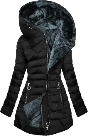 Womens Lightweight Puffer Jacket Winter Coats Warm Quilted Bubble Padded Coat Faux Fur Hooded Coatigan Outerwear