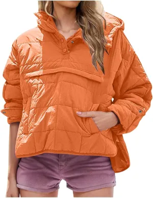 Womens Lightweight Puffer Jackets Warm Hooded Short Winter Coats Thicken Quilted Jackets Cropped Down Coats Outerwear