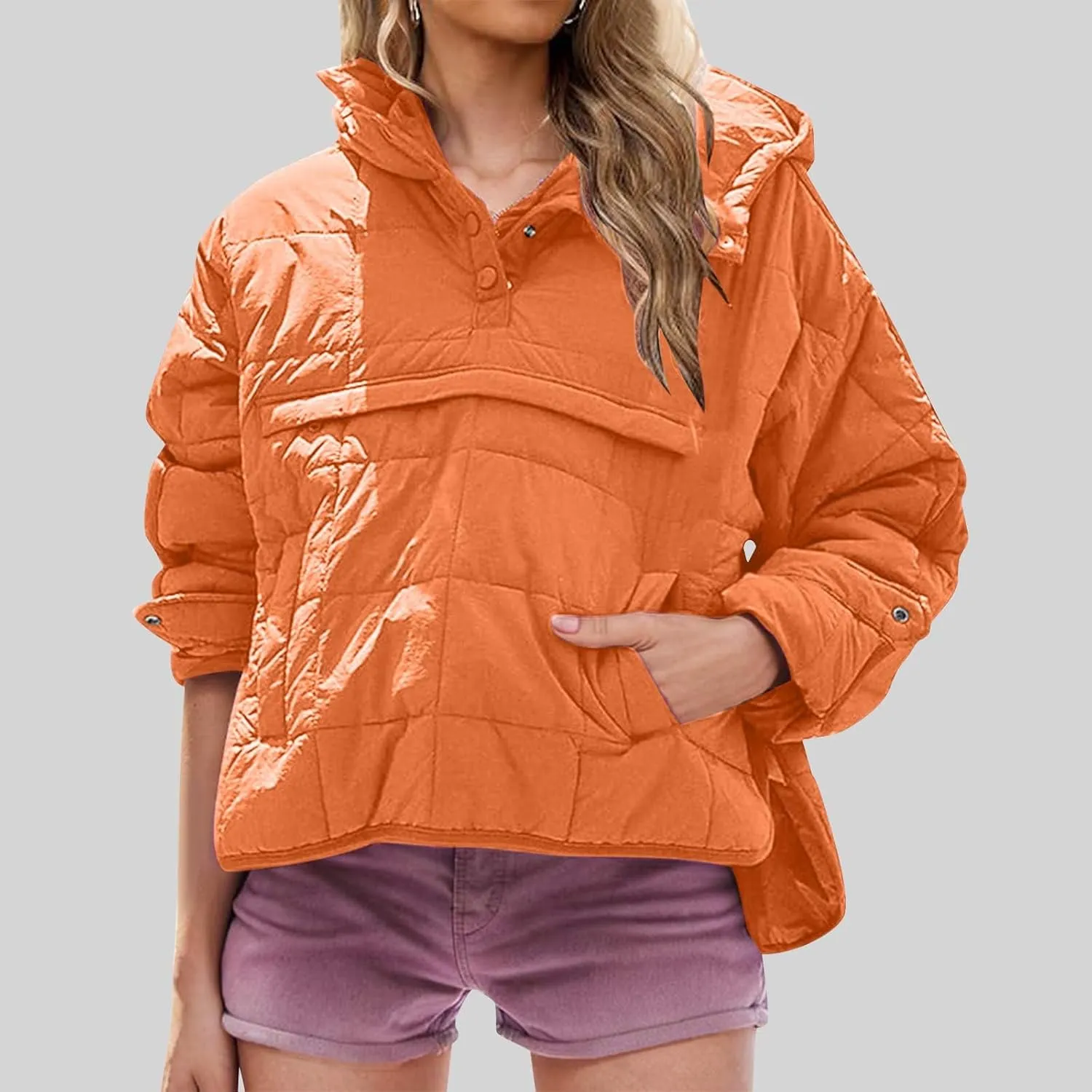 Womens Lightweight Puffer Jackets Warm Hooded Short Winter Coats Thicken Quilted Jackets Cropped Down Coats Outerwear
