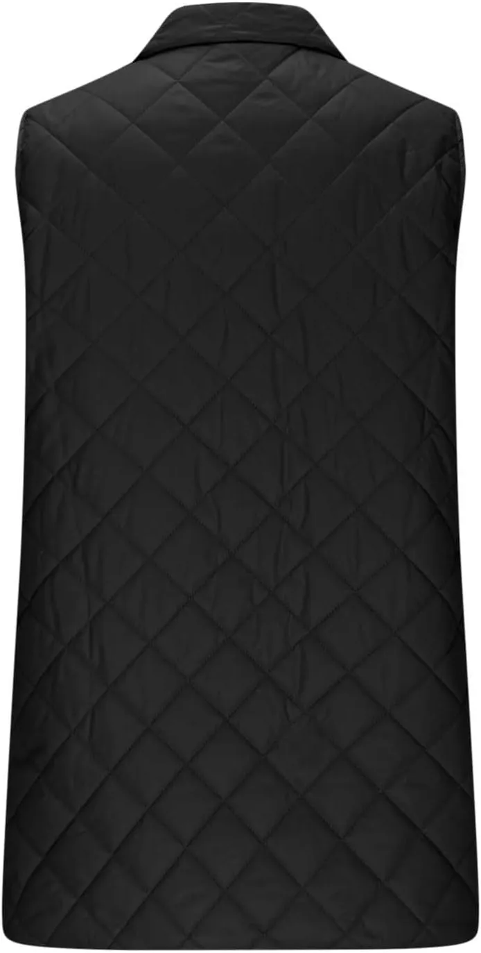 Womens Long Puffer Vest 2024 Sleeveless Zip Up Vest Long Winter Vest Quilted Down Coat Lightweight Trendy Vest Jacket