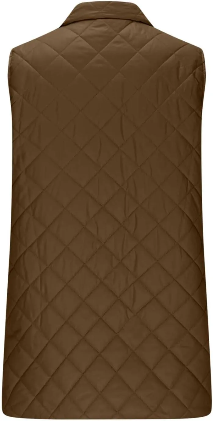 Womens Long Puffer Vest 2024 Sleeveless Zip Up Vest Long Winter Vest Quilted Down Coat Lightweight Trendy Vest Jacket